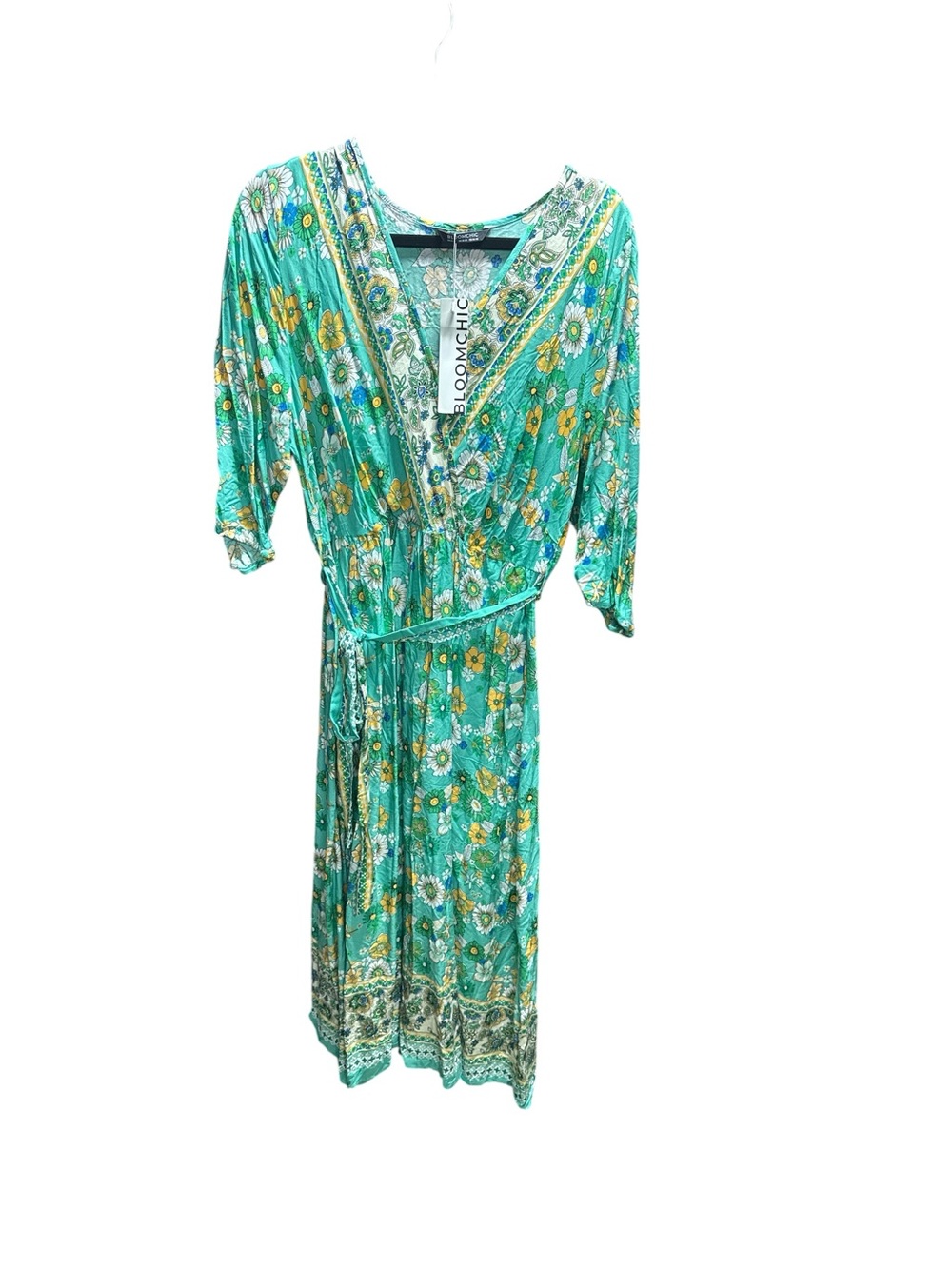 Bloomchic NWT 14/16 Mint flowered dress with waist tie